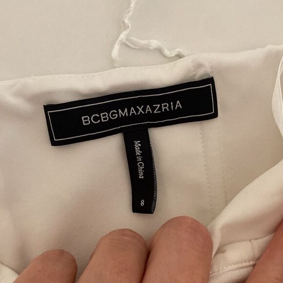 BCBG White Ruffled One Shoulder Mini Dress Size 8 - Picture 8 of 14